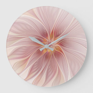 Reloj Redondo Grande Sueño floral abstracto de fractal de arte de flor