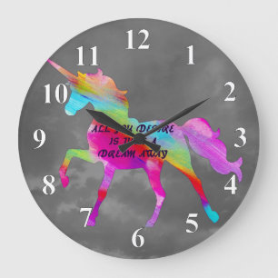 Reloj Redondo Grande Sueño fuera de Unicornio