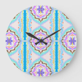 Reloj Redondo Grande Sueño Pastel Boho Geométrico Caleidoscopio
