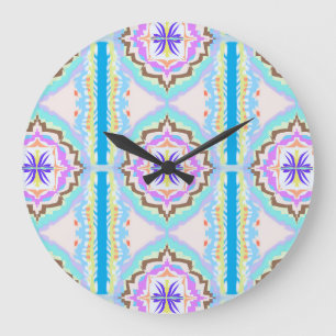 Reloj Redondo Grande Sueño Pastel Boho Geométrico Caleidoscopio