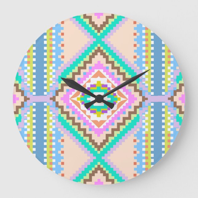 Reloj Redondo Grande Sueño Pastel Eléctrico Caleidoscopio (Anverso)