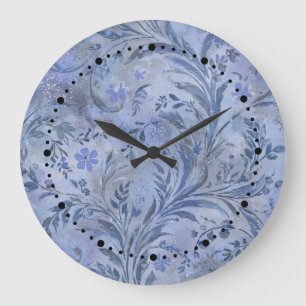 Reloj Redondo Grande Sueños azules ahumados pictóricos