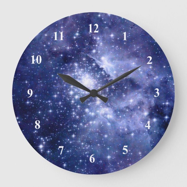 Reloj Redondo Grande Sueños Cobalt Estrellas Galaxias Universo Espacial (Anverso)