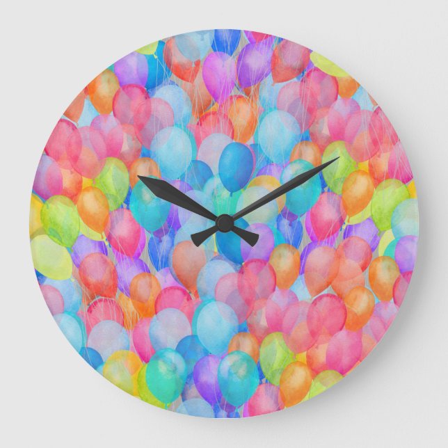 Reloj Redondo Grande Sueños de arcoiris: arte de globos acuáticos (Anverso)