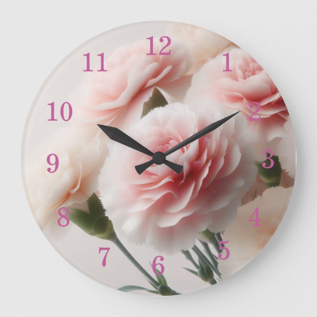 Reloj Redondo Grande Sueños de Clavel Rosado (Anverso)