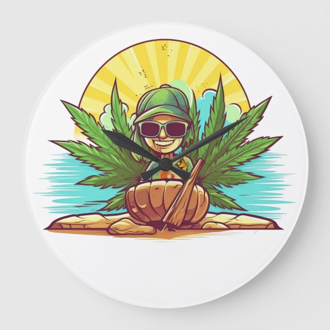 Reloj Redondo Grande Sueños de las islas - La colección de amigos carib (Anverso)