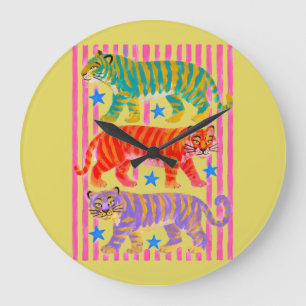 Reloj Redondo Grande sueños de tigre arcoíris