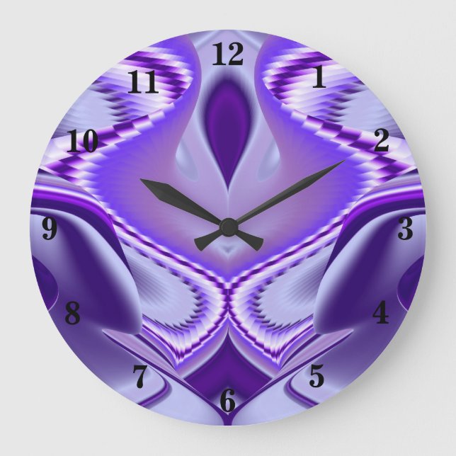 Reloj Redondo Grande Sueños del arcoiris de flores moradas (Anverso)