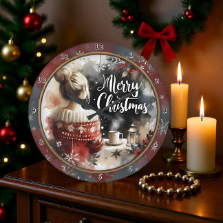 Reloj Redondo Grande Suéter de Navidad acogedor para niña