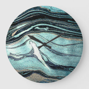 Reloj Redondo Grande Suminagashi, arte marbling japonés.