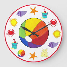 Reloj Redondo Grande Summer Beach Fiesta Sandcastle Starfish Beachball