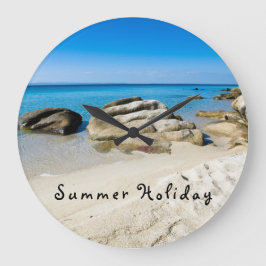 Reloj Redondo Grande Summer Holiday Beautiful beach photo with text