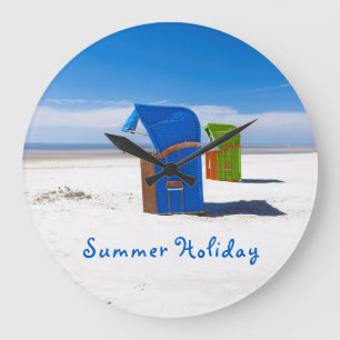 Reloj Redondo Grande Summer holiday blue Beach chair photo with text