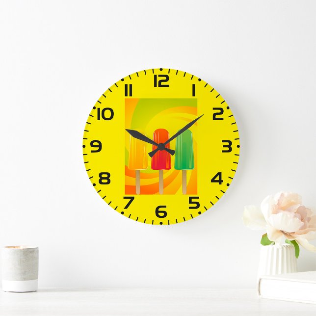 Reloj Redondo Grande Summer Ice Pops Trio Bright Popsicles (Subido por el creador)