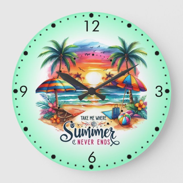 Reloj Redondo Grande Summer Vibes Brushstroke Beach Sunset-34626 Sticke (Anverso)