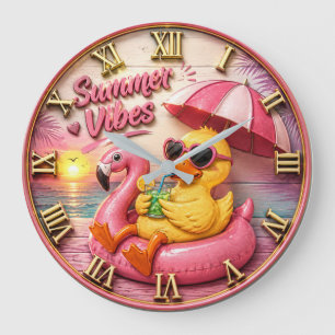 Reloj Redondo Grande Summer Vibes Duck Cute Flamingo Pool Float Beach