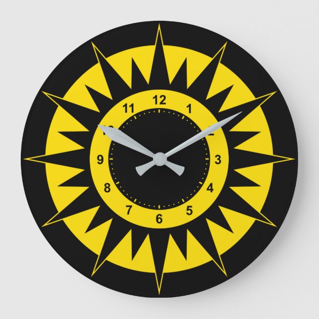 Reloj Redondo Grande Sun negro y amarillo (Anverso)