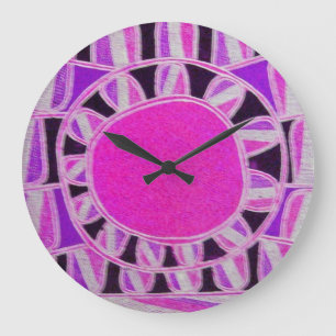 Reloj Redondo Grande SUN SOLAR ENERGÍA rosa morado Fuchsia blanco negro