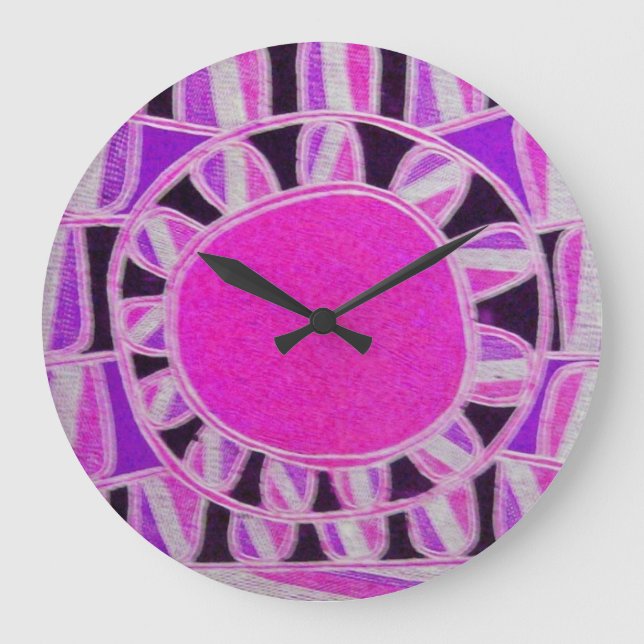 Reloj Redondo Grande SUN SOLAR ENERGÍA rosa morado Fuchsia blanco negro (Anverso)