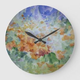 Reloj Redondo Grande Sunburst Poppies Decorant Wall Clock