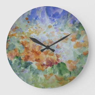Reloj Redondo Grande Sunburst Poppies Decorant Wall Clock