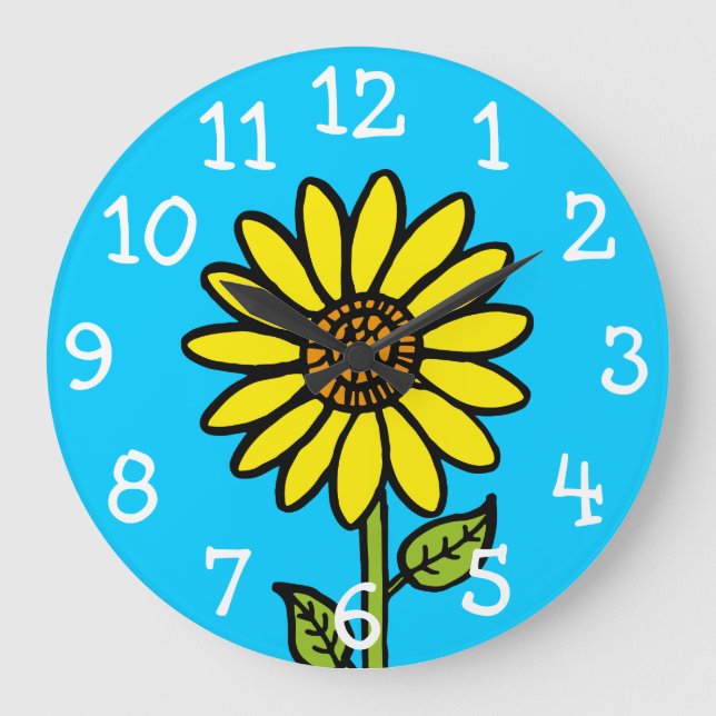 Reloj Redondo Grande Sunflower Bright Colorful Fun (Anverso)