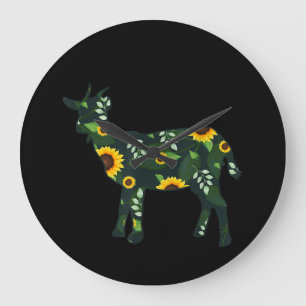 Reloj Redondo Grande Sunflower Girl Floral Goat Kid Hawaiian