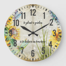 Reloj Redondo Grande Sunflowers Dragonflies Shabby y Moda Garden