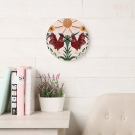 Reloj Redondo Grande Sunny Folk Art Rooster Diseño simétrico