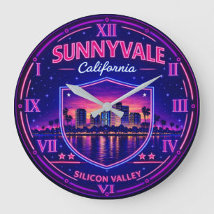 Reloj Redondo Grande Sunnyvale California Tech Skyline