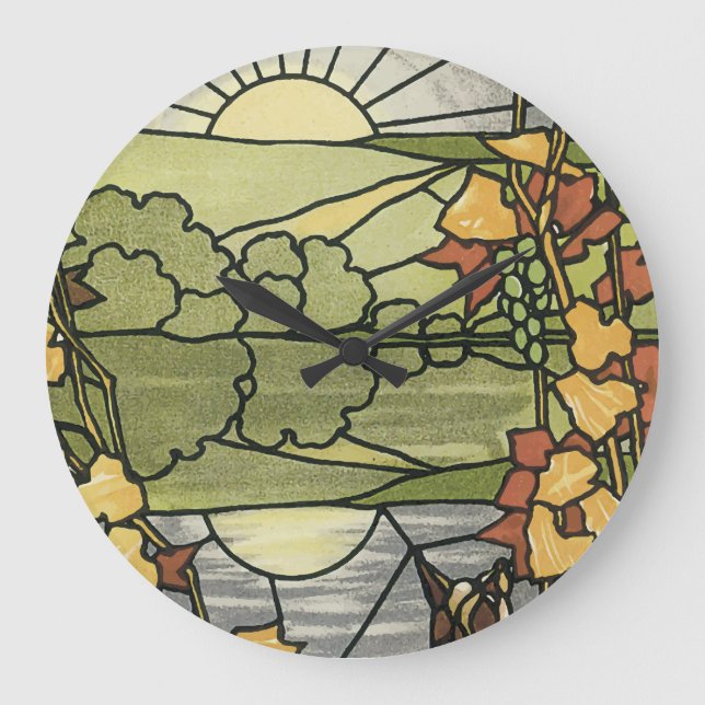 Reloj Redondo Grande Sunrise de vidrio contenido (Anverso)