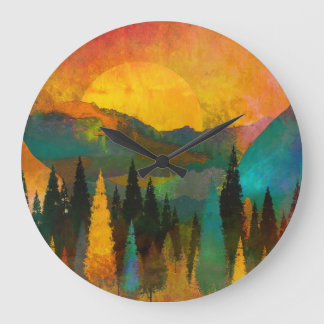 Reloj Redondo Grande Sunrise Over Mountains
