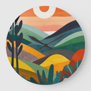 Reloj Redondo Grande Sunrise Over Rolling Hills