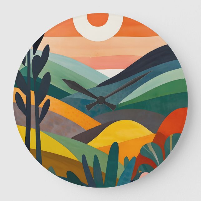 Reloj Redondo Grande Sunrise Over Rolling Hills (Anverso)