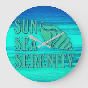 Reloj Redondo Grande Sunsea Serenity Tropical Seashell Beach Scene