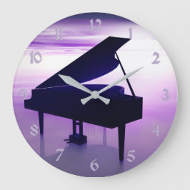 Reloj Redondo Grande Sunset Beach Grand Piano Music Wall Clock