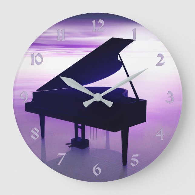 Reloj Redondo Grande Sunset Beach Grand Piano Music Wall Clock (Anverso)