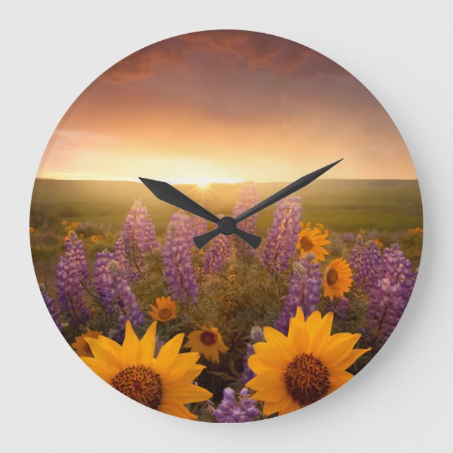 Reloj Redondo Grande Sunset Daisies (Anverso)