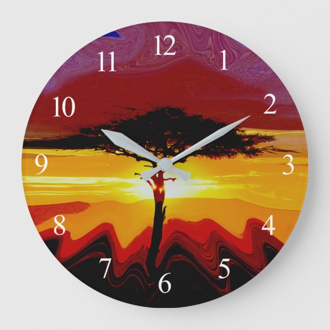 Reloj Redondo Grande Sunset de Safari Africano (Anverso)