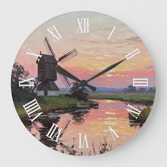 Reloj Redondo Grande Sunset in The Broads England Travel (Anverso)