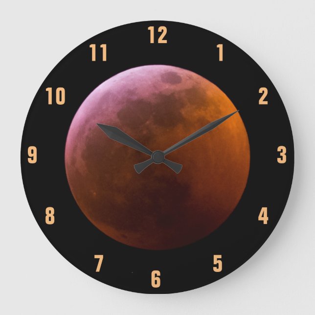 Reloj Redondo Grande Super Blood Wolf Moon - Total Lunar Eclipse (Anverso)