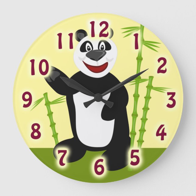 Reloj Redondo Grande Super Cute Panda Fun Cartoon Art Design (Anverso)