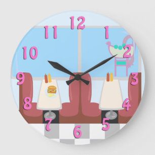 Reloj Redondo Grande Super Cute Retro Fifties Diner