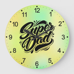 Reloj Redondo Grande Super Dad Hero Tipografía Diseño-67888