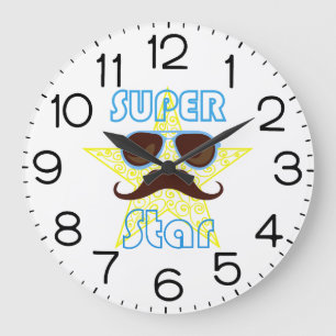 Reloj Redondo Grande Super Star con gafas de sol y bigote