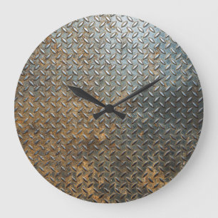 Reloj Redondo Grande Superficie metálica, fondo de textura reflectante.