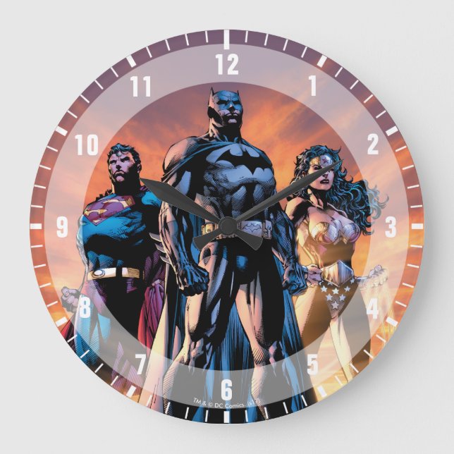 Reloj Redondo Grande Superman, Batman y la Trinidad de la Mujer Maravil (Anverso)
