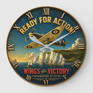 Reloj Redondo Grande Supermarine Spitfire WWII Aviation Military Aircra