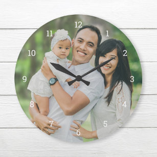 Reloj Redondo Grande Superposición de fotografía de familia de personal