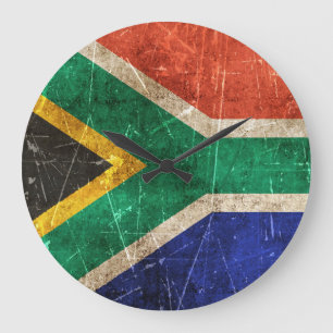 Reloj Redondo Grande Suráfrica rasguñó wVintage envejecida y rasguñ